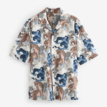 Load image into Gallery viewer, Ecru Printed Short Sleeve Shirt With Cuban Collar