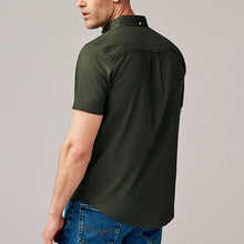 Load image into Gallery viewer, Dark Green Regular Fit Short Sleeve Oxford Shirt