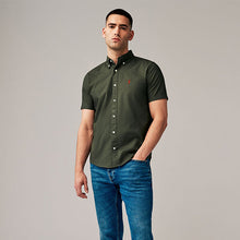 Load image into Gallery viewer, Dark Green Regular Fit Short Sleeve Oxford Shirt