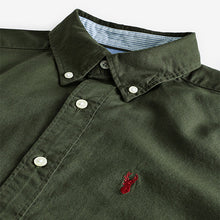 Load image into Gallery viewer, Dark Green Regular Fit Short Sleeve Oxford Shirt