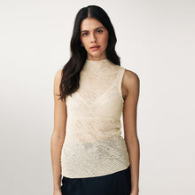 Load image into Gallery viewer, Ecru Cream Sleeveless Textured Tank Top