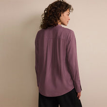 Load image into Gallery viewer, Wine Red Long Sleeve Textured Overhead V-Neck Blouse