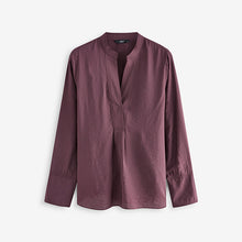 Load image into Gallery viewer, Wine Red Long Sleeve Textured Overhead V-Neck Blouse