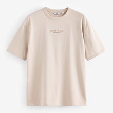 Load image into Gallery viewer, Ecru White Single Relaxed Fit 100% Cotton Graphic Heavyweight T-Shirt