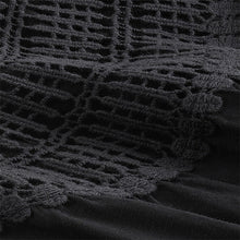 Load image into Gallery viewer, Black Short Sleeve Crochet Bubblehem 100% Cotton Top