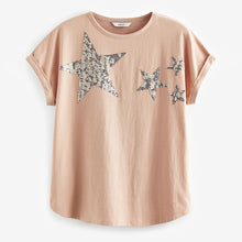 Load image into Gallery viewer, Pink Sparkle Sequin Star T-Shirt