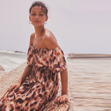 Load image into Gallery viewer, Animal Off Shoulder Summer Dress