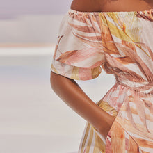 Load image into Gallery viewer, Cream Botanical Off Shoulder Playsuit
