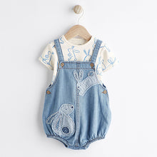 Load image into Gallery viewer, Denim Blue Dungarees And Bodysuit Baby Set (0mths-12-18mt)