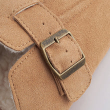 Load image into Gallery viewer, Tan Brown Suede Buckle Mule Slippers