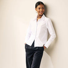 Load image into Gallery viewer, White Fitted Collared Long Sleeve Shirt