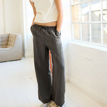 Load image into Gallery viewer, Grey Drawstring Tencel Wide Leg Trousers