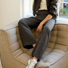 Load image into Gallery viewer, Grey Drawstring Tencel Wide Leg Trousers