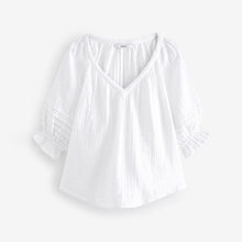 Load image into Gallery viewer, White Washed V-Neck 100% Cotton Blouse