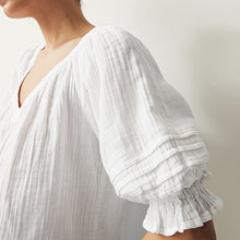 Load image into Gallery viewer, White Washed V-Neck 100% Cotton Blouse