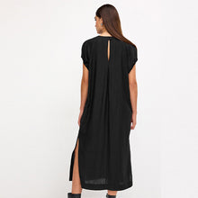Load image into Gallery viewer, Black Short Sleeve Column T-shirt Midi Dress