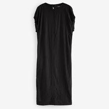 Load image into Gallery viewer, Black Short Sleeve Column T-shirt Midi Dress