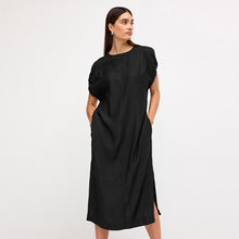 Load image into Gallery viewer, Black Short Sleeve Column T-shirt Midi Dress
