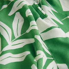 Load image into Gallery viewer, Khaki Green and White Leaf Print Mini Belted Shirt Dress