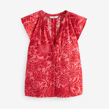 Load image into Gallery viewer, Morris & Co. Sunflower Linen Blend Button Down Relaxed Sleeve Printed Top