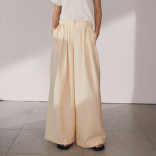 Load image into Gallery viewer, Cream Textured Wide Leg Trousers
