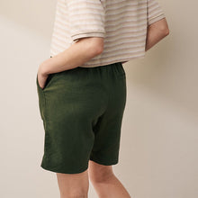 Load image into Gallery viewer, Khaki Green Linen Blend Knee Length Shorts