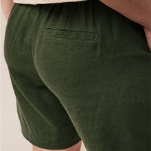 Load image into Gallery viewer, Khaki Green Linen Blend Knee Length Shorts