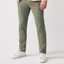 Load image into Gallery viewer, Sage Green Slim Fit Stretch Chinos Trousers