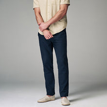 Load image into Gallery viewer, Charcoal Grey Slim Fit Linen Cotton Elasticated Drawstring Trousers