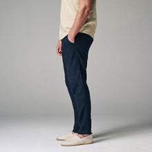 Load image into Gallery viewer, Charcoal Grey Slim Fit Linen Cotton Elasticated Drawstring Trousers