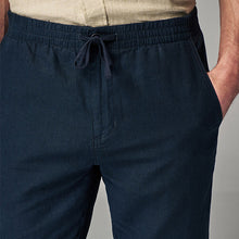 Load image into Gallery viewer, Charcoal Grey Slim Fit Linen Cotton Elasticated Drawstring Trousers