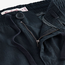 Load image into Gallery viewer, Charcoal Grey Slim Fit Linen Cotton Elasticated Drawstring Trousers