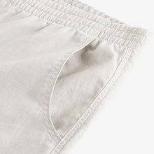 Load image into Gallery viewer, Light Grey Slim Fit Linen Cotton Elasticated Drawstring Trousers