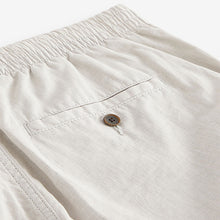 Load image into Gallery viewer, Light Grey Slim Fit Linen Cotton Elasticated Drawstring Trousers