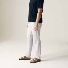 Load image into Gallery viewer, Light Grey Slim Fit Linen Cotton Elasticated Drawstring Trousers