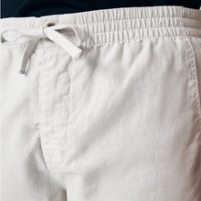 Load image into Gallery viewer, Light Grey Slim Fit Linen Cotton Elasticated Drawstring Trousers