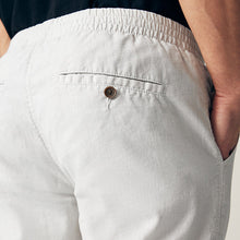 Load image into Gallery viewer, Light Grey Slim Fit Linen Cotton Elasticated Drawstring Trousers