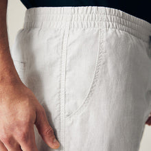 Load image into Gallery viewer, Light Grey Slim Fit Linen Cotton Elasticated Drawstring Trousers