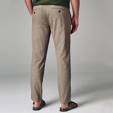 Load image into Gallery viewer, Mushroom Brown Linen Cotton Elasticated Drawstring Trousers