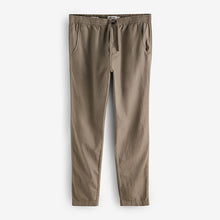 Load image into Gallery viewer, Mushroom Brown Linen Cotton Elasticated Drawstring Trousers