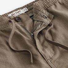 Load image into Gallery viewer, Mushroom Brown Linen Cotton Elasticated Drawstring Trousers