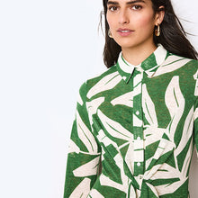 Load image into Gallery viewer, Green Leaf Print Shirt Midi Dress