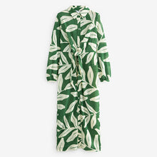 Load image into Gallery viewer, Green Leaf Print Shirt Midi Dress