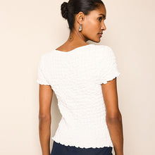 Load image into Gallery viewer, White Textured Twist Front Short Sleeve Top