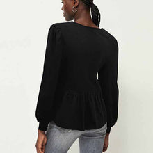 Load image into Gallery viewer, Black Long Sleeve V-Neck Twist Front Top