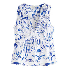 Load image into Gallery viewer, Blue Print Broderie Sleeveless Tie Top