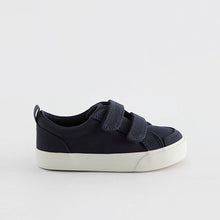 Load image into Gallery viewer, Navy Canvas Standard Fit (F) Two Strap Touch Fastening Trainers