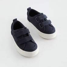 Load image into Gallery viewer, Navy Canvas Standard Fit (F) Two Strap Touch Fastening Trainers