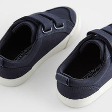 Load image into Gallery viewer, Navy Canvas Standard Fit (F) Two Strap Touch Fastening Trainers