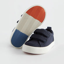 Load image into Gallery viewer, Navy Canvas Standard Fit (F) Two Strap Touch Fastening Trainers